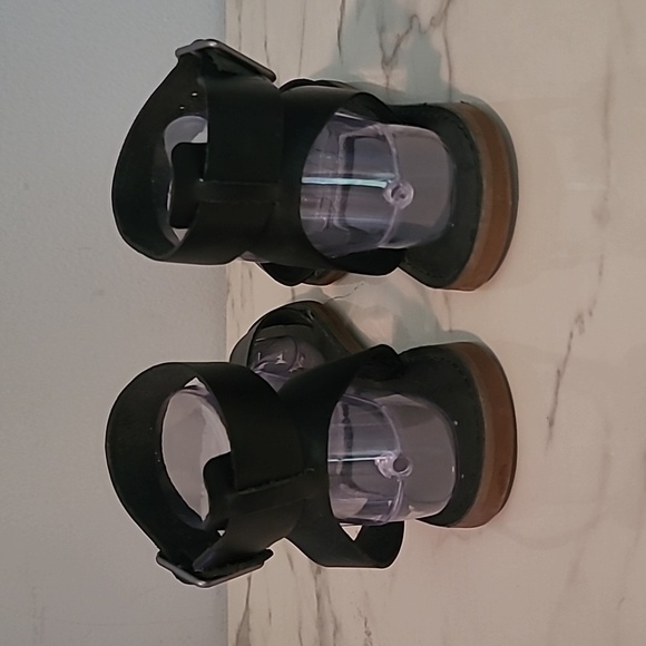 Madewell The Boardwalk Black Leather Ankle Buckle Strap Sandals 8 Casual Comfy - Picture 5 of 8